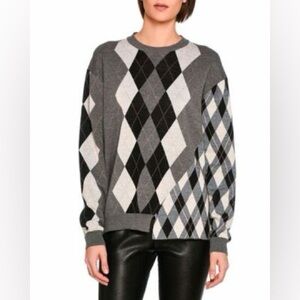 Flawed Stella McCartney Gray Asymmetric Argyle Sweater Size 40 EU